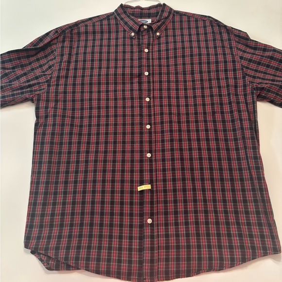 Old Navy Button-Down Shirt Men’s XL Red Black Plaid Long Sleeve 100% Cotton - Picture 1 of 5